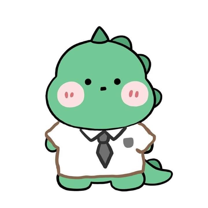 Hình vẽ khủng long chibi cute - mặc sơ mi