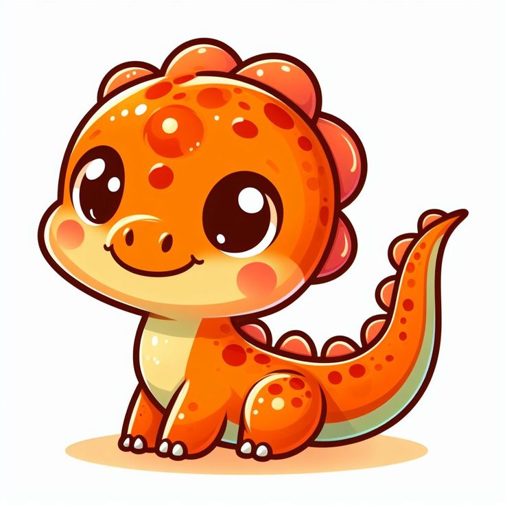 Hình vẽ khủng long chibi cute - màu cam