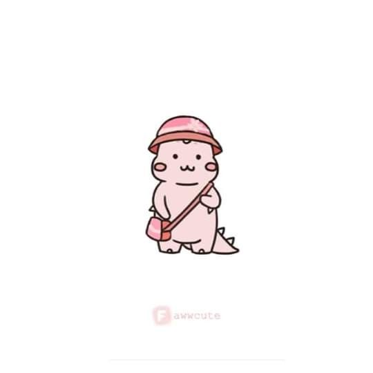 Hình vẽ khủng long chibi cute - màu hồng