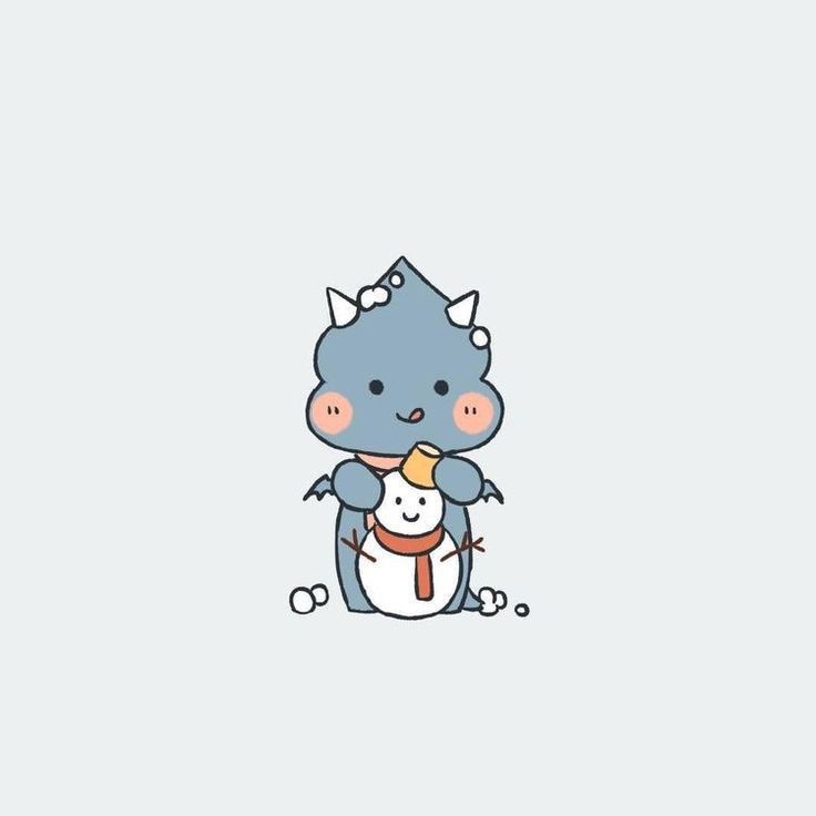 Hình vẽ khủng long chibi cute - nặn người tuyết