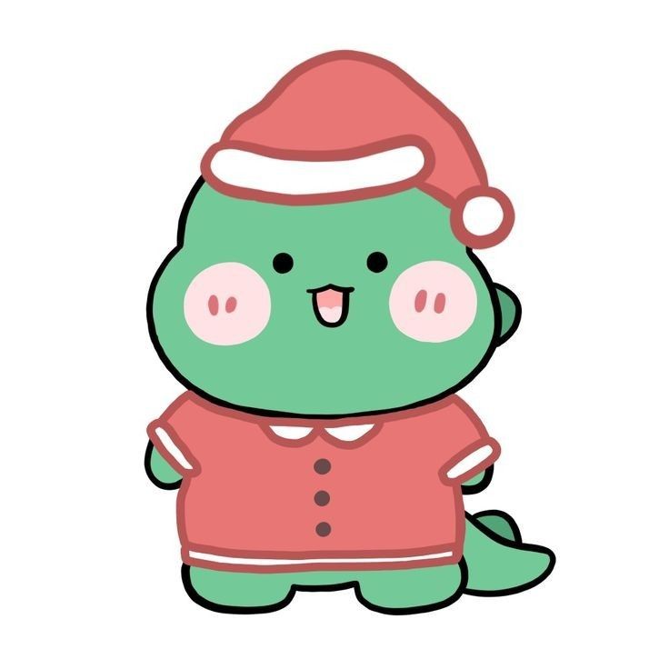 Hình vẽ khủng long chibi cute - phiên bản giáng sinh