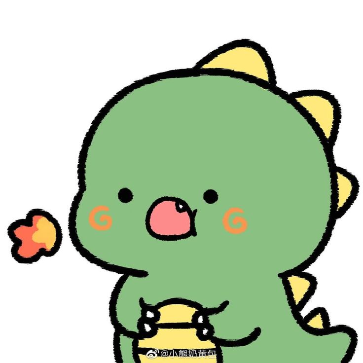 Hình vẽ khủng long chibi cute - phun lửa 