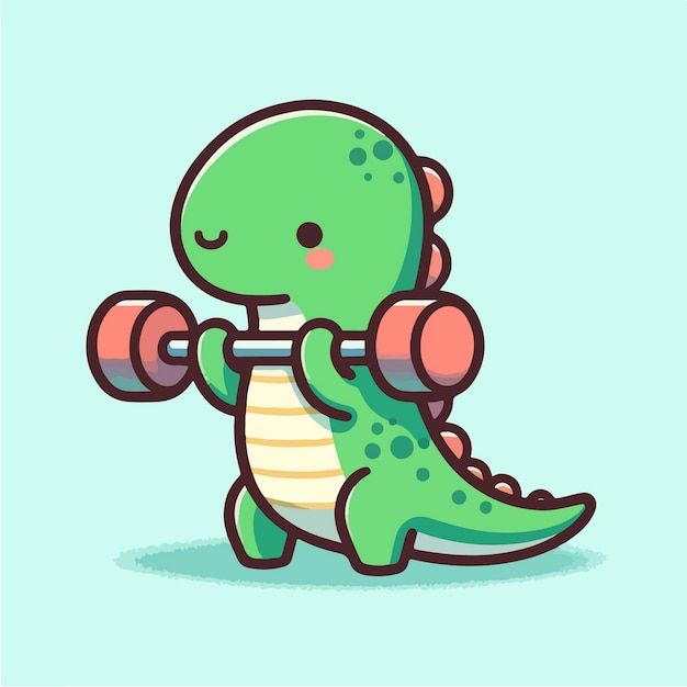 Hình vẽ khủng long chibi cute - tập tạ