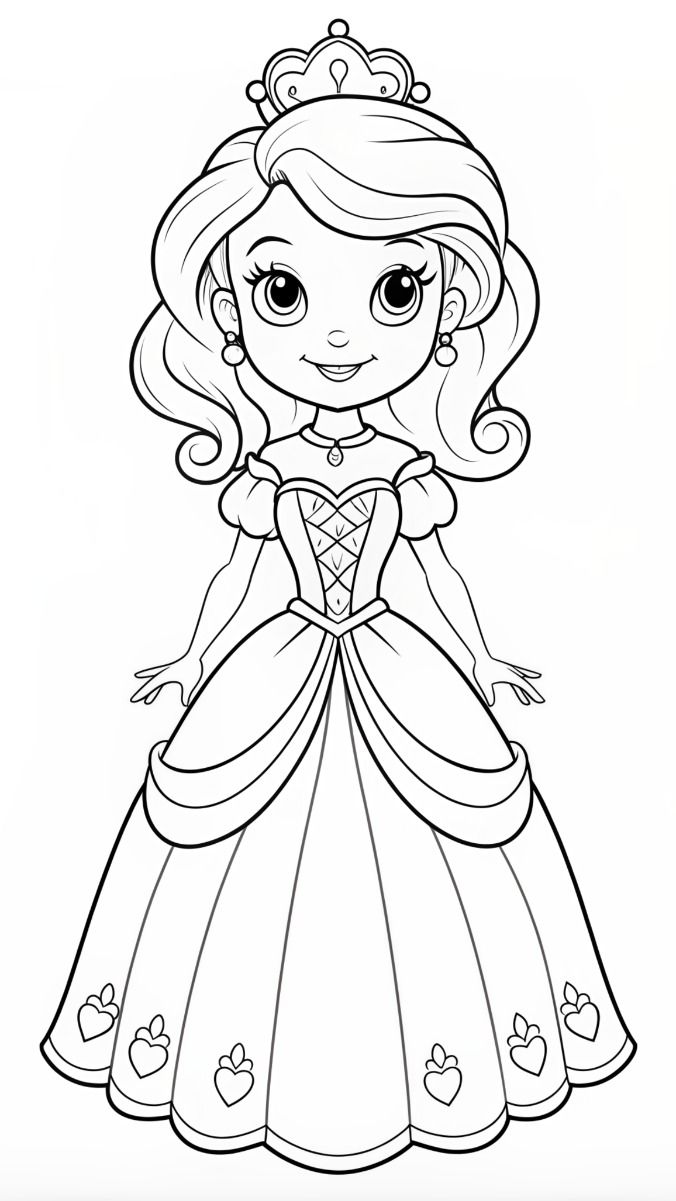 Tranh tô màu búp bê chibi cute - công chúa disney