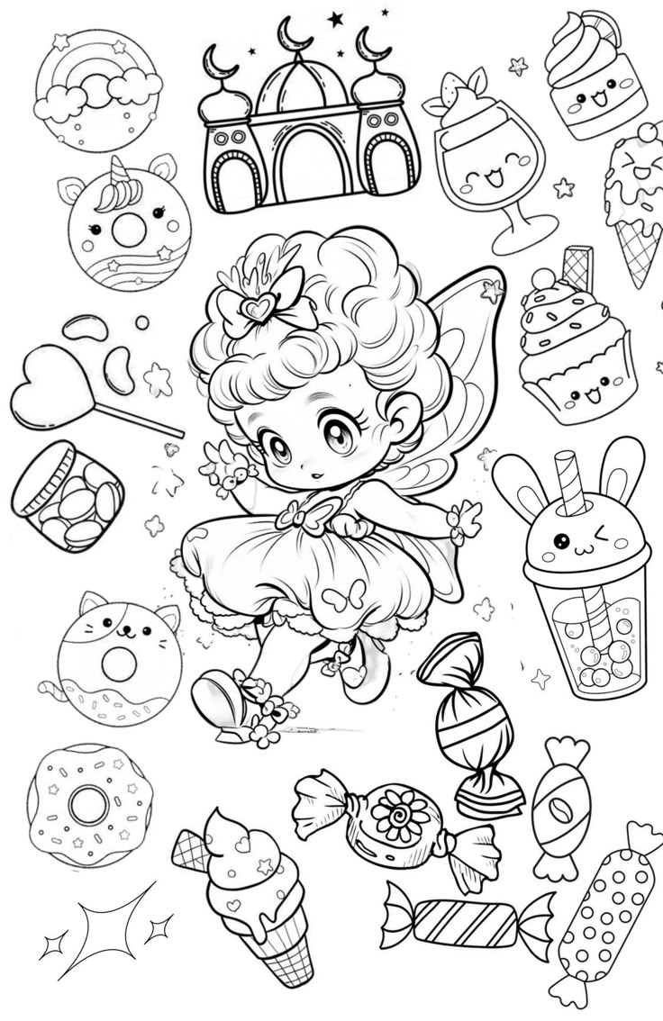 Tranh tô màu búp bê chibi cute - dành cho bé