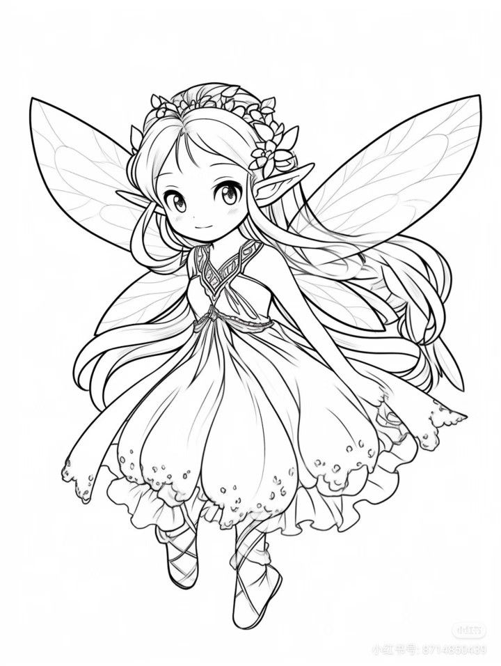 Tranh tô màu búp bê chibi cute - nàng tiên
