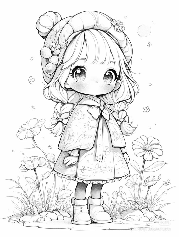 Tranh tô màu búp bê chibi cute - sáng tạo cho bé