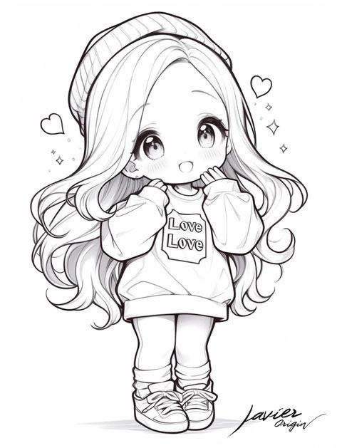 Tranh tô màu búp bê chibi cute - siêu đáng yêu