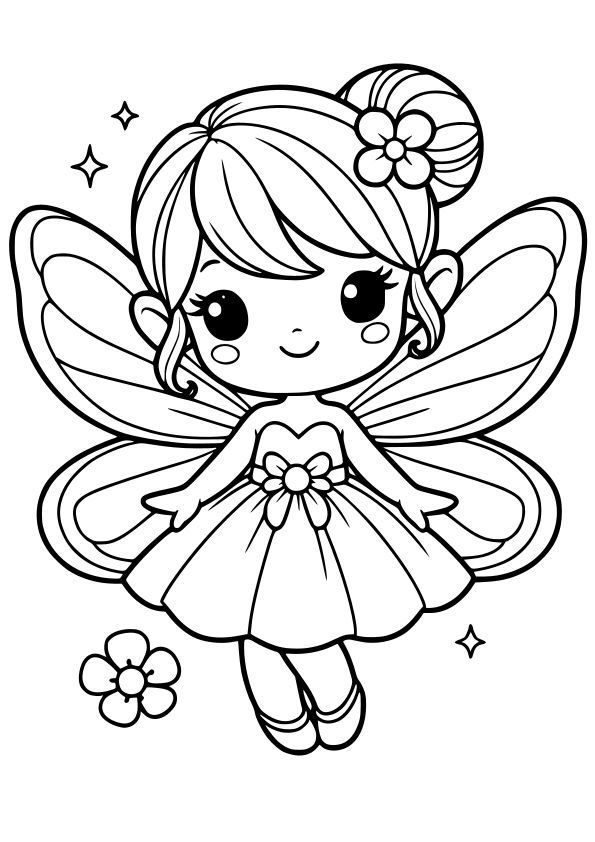 Tranh tô màu búp bê chibi cute - siêu dễ thương