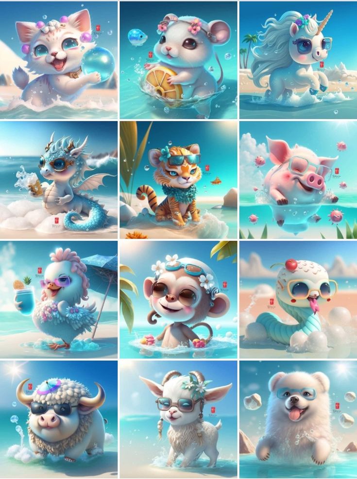 Bộ sưu tập hình ảnh 12 con giáp chibi - Đi biển