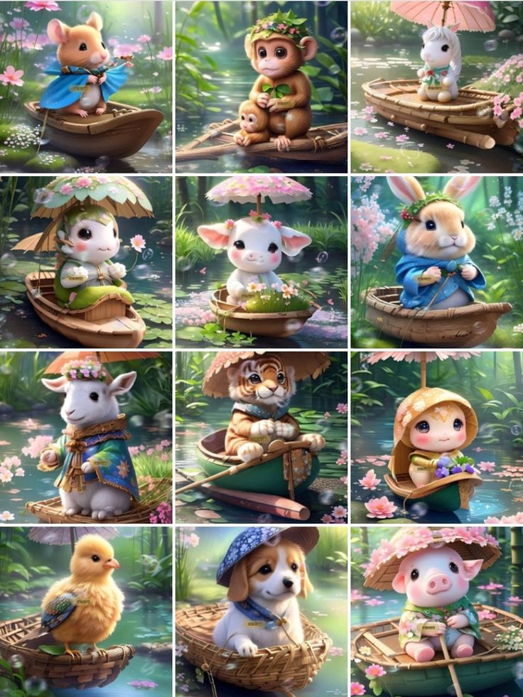 Bộ sưu tập hình ảnh 12 con giáp chibi - Đi dạo bờ sông