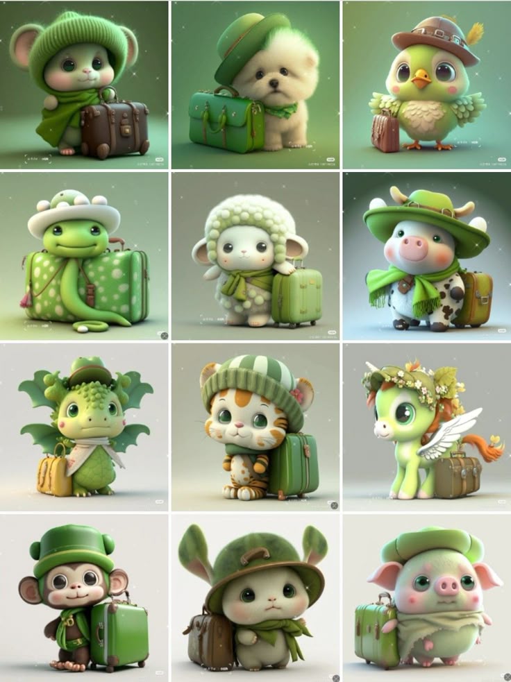 Bộ sưu tập hình ảnh 12 con giáp chibi - Màu xanh lá