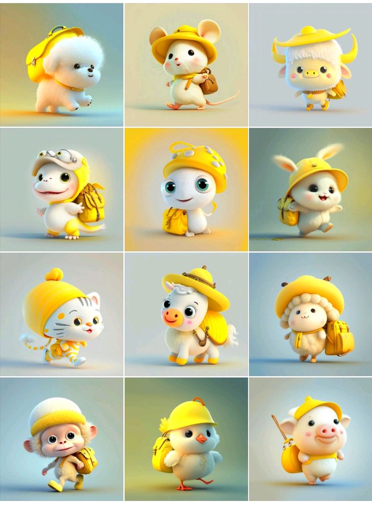 Bộ sưu tập hình ảnh 12 con giáp chibi - Phiên bản màu vàng 