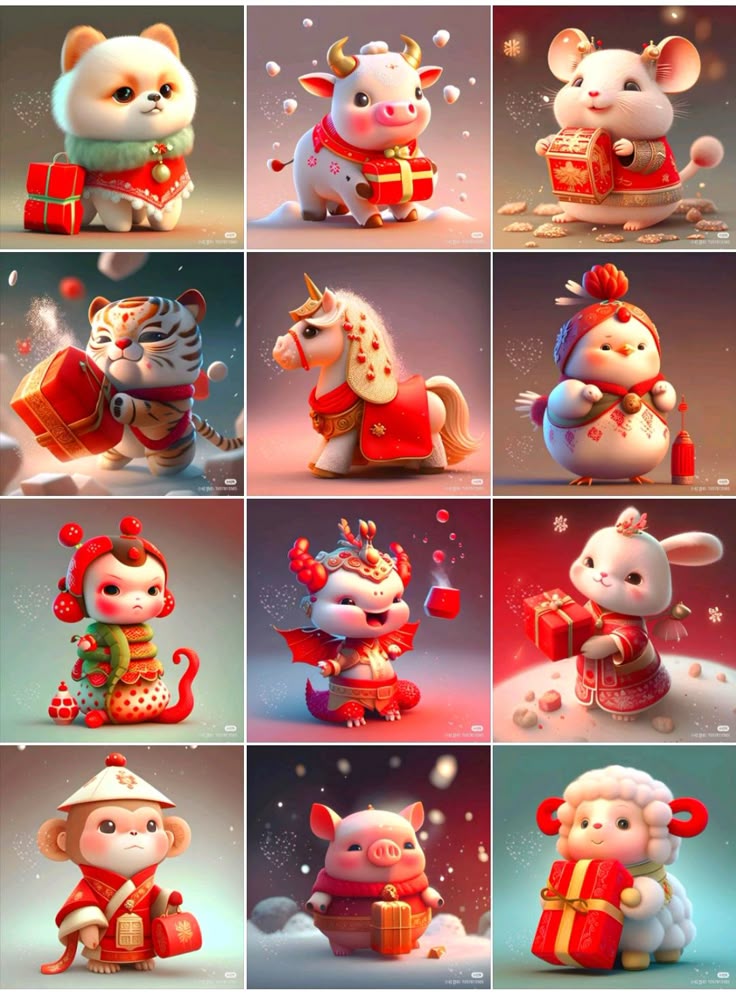 Bộ sưu tập hình ảnh 12 con giáp chibi - Phiên bản năm mới