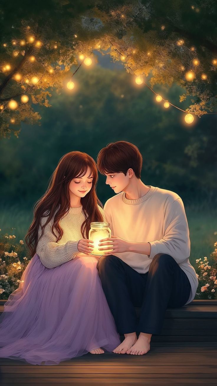 Hình ảnh cặp đôi chibi cute - buổi tối lãng mạn 