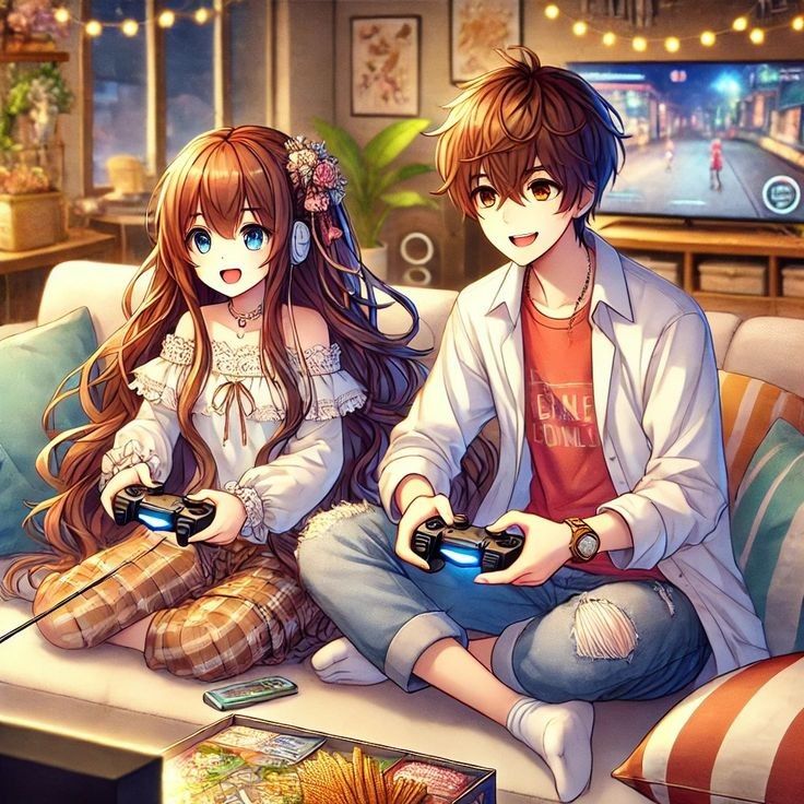 Hình ảnh cặp đôi chibi cute - Chơi game 