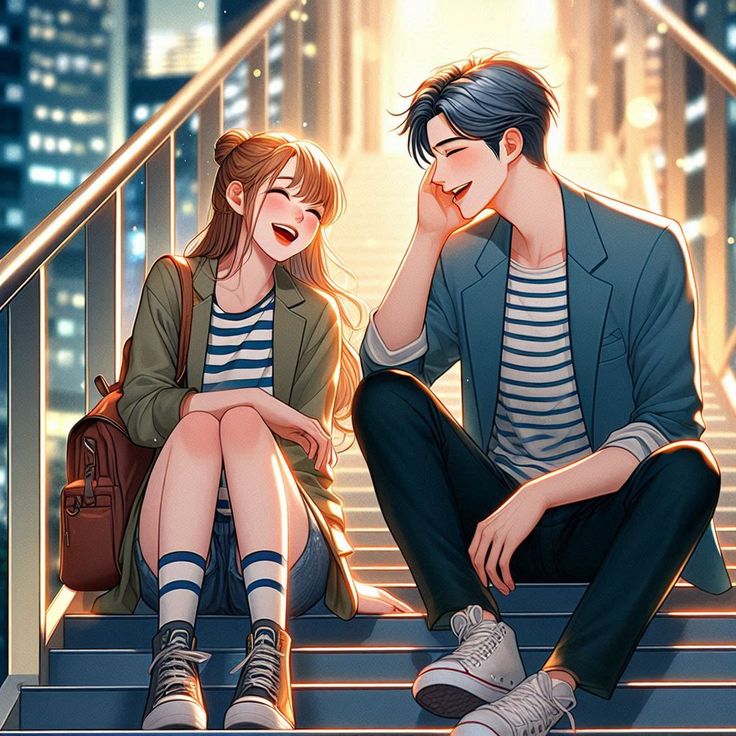 Hình ảnh cặp đôi chibi cute - cười đùa