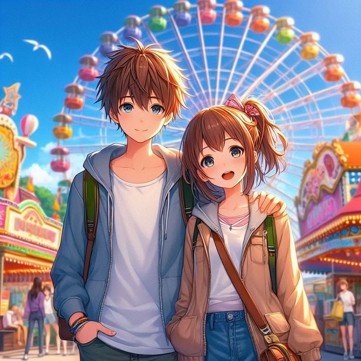 Hình ảnh cặp đôi chibi cute - Khu vui chơi 