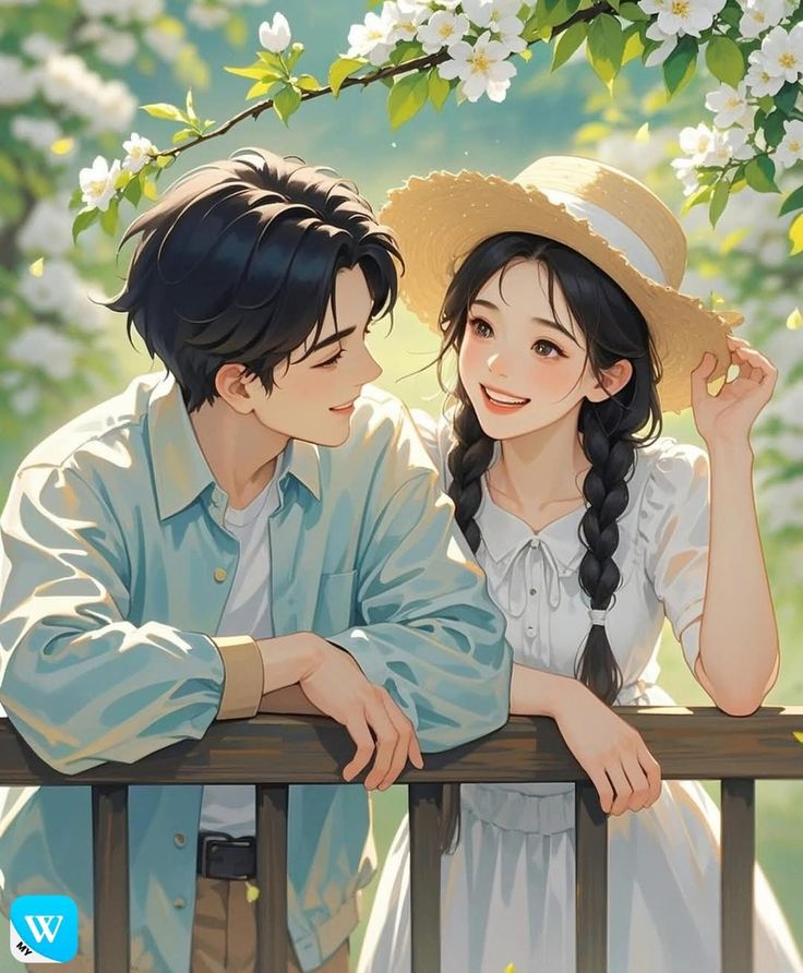 Hình ảnh cặp đôi chibi cute - mùa xuân