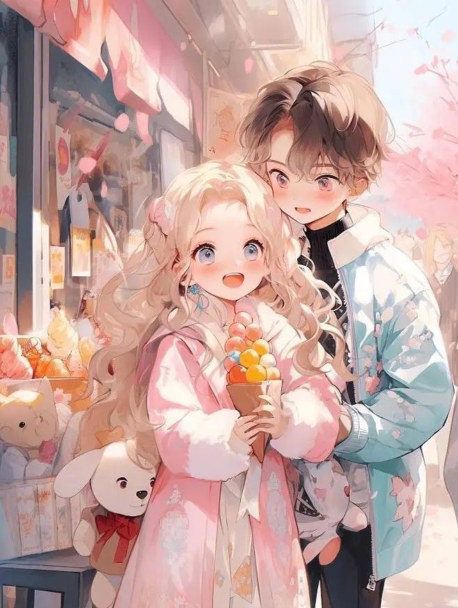 Hình ảnh cặp đôi chibi cute - thế giới màu hồng 