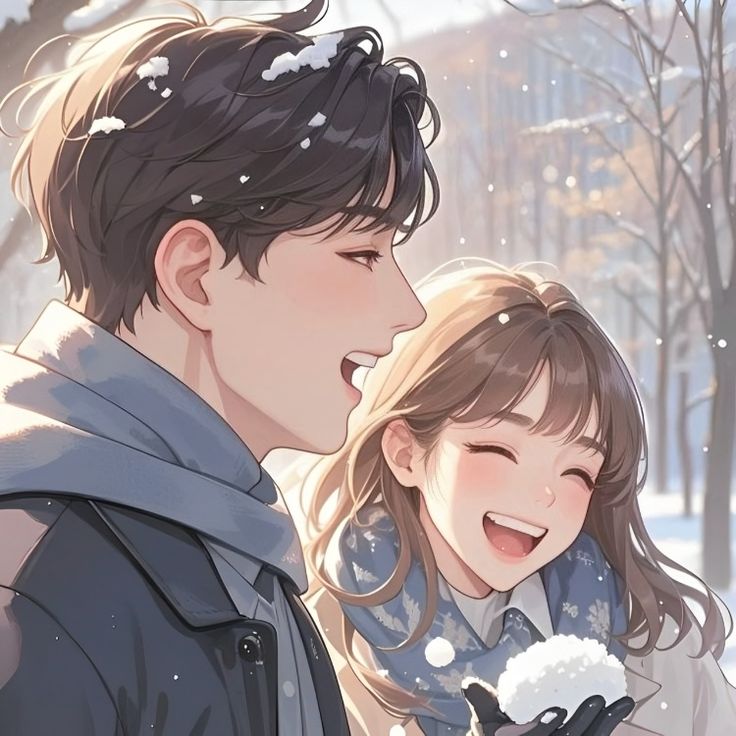 Hình ảnh cặp đôi chibi cute - Trời tuyết 