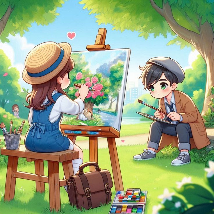 Hình ảnh cặp đôi chibi cute - Vẽ tranh 