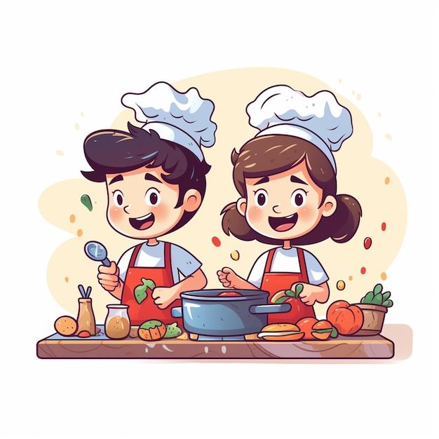 Hình ảnh chibi đầu bếp ngộ nghĩnh - Cùng nhau nấu ăn