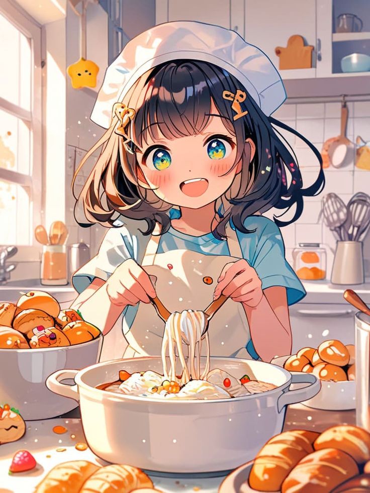 Hình ảnh chibi đầu bếp ngộ nghĩnh - Đam mê nấu ăn