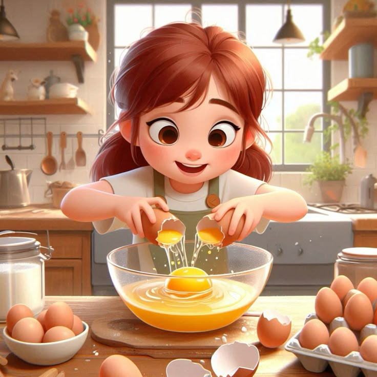 Hình ảnh chibi đầu bếp ngộ nghĩnh - Đập trứng