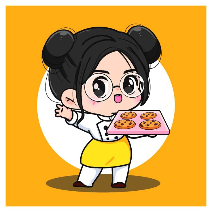 Hình ảnh chibi đầu bếp ngộ nghĩnh - nướng bánh quy