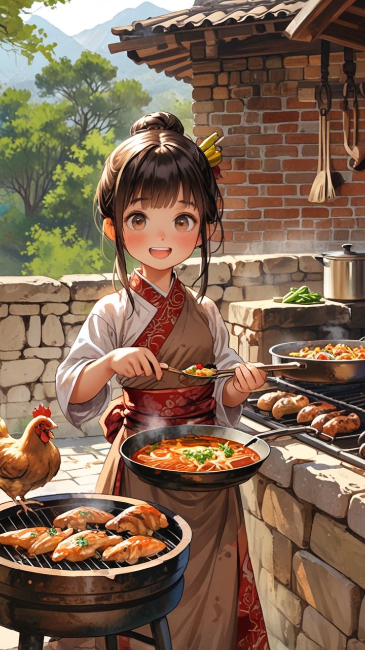 Hình ảnh chibi đầu bếp ngộ nghĩnh - Phiên bản cổ trang