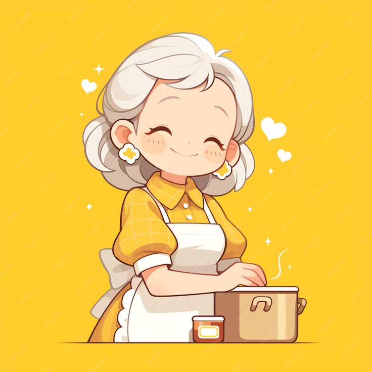 Hình ảnh chibi đầu bếp ngộ nghĩnh - Phiên bản người bà