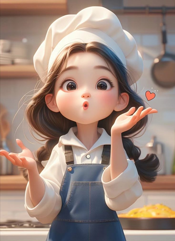 Hình ảnh chibi đầu bếp ngộ nghĩnh - Tạo dáng siêu cưng