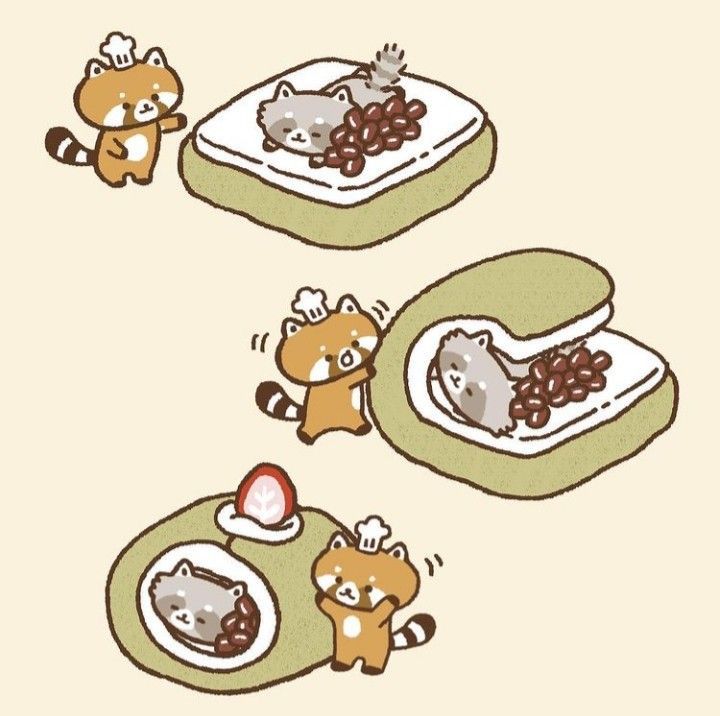 Hình ảnh chibi động vật cute - Chiếc bánh của gấu trúc 