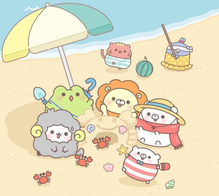 Hình ảnh chibi động vật cute - Cùng nhau đi biển 