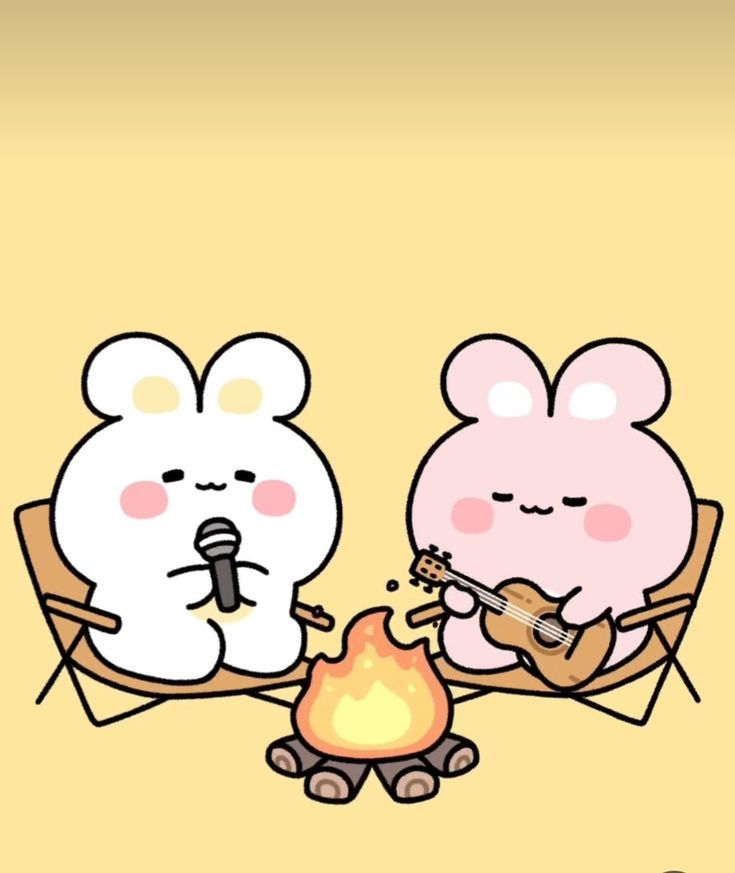 Hình ảnh chibi động vật cute - Đàn và hát 