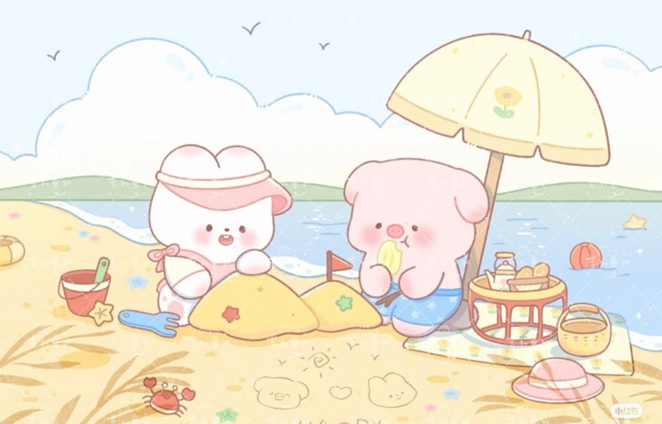 Hình ảnh chibi động vật cute - đi biển 