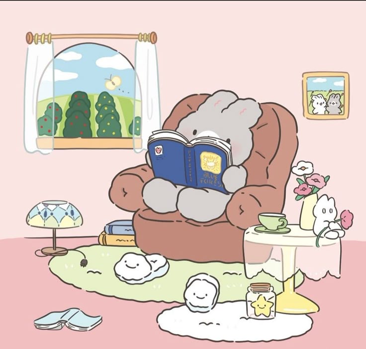 Hình ảnh chibi động vật cute - đọc sách 