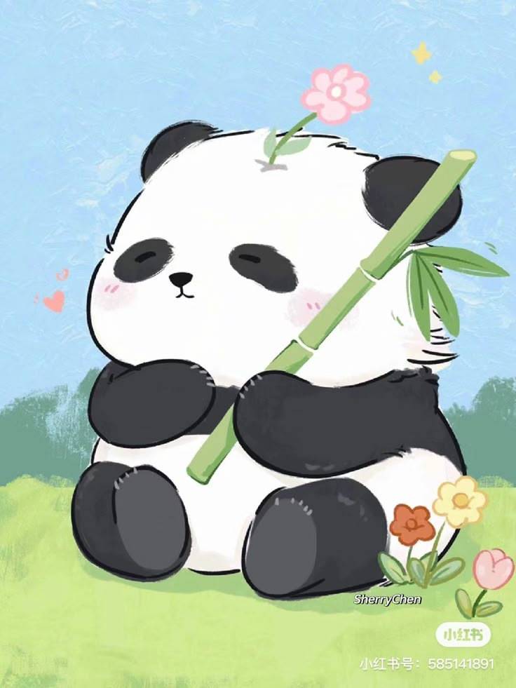 Hình ảnh chibi động vật cute - Gấu trúc mủm mĩm 