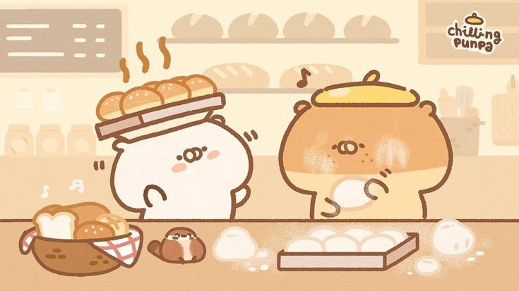 Hình ảnh chibi động vật cute - làm bánh 
