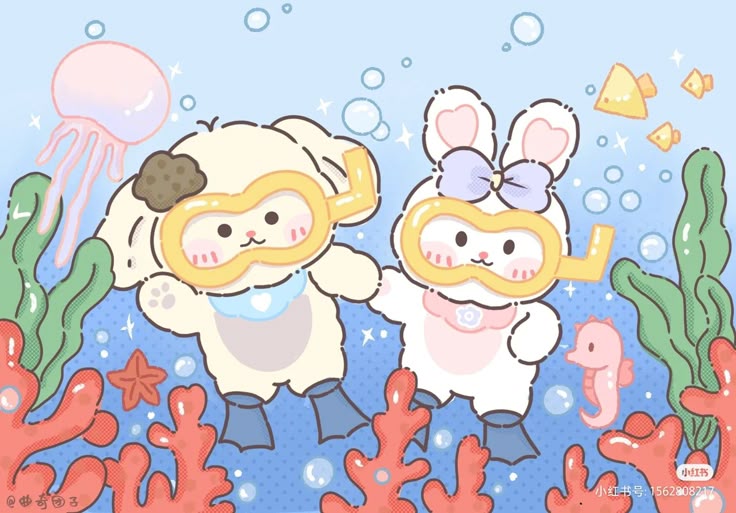 Hình ảnh chibi động vật cute - lặn biển 
