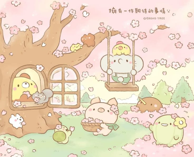 Hình ảnh chibi động vật cute - mùa hoa anh đào 