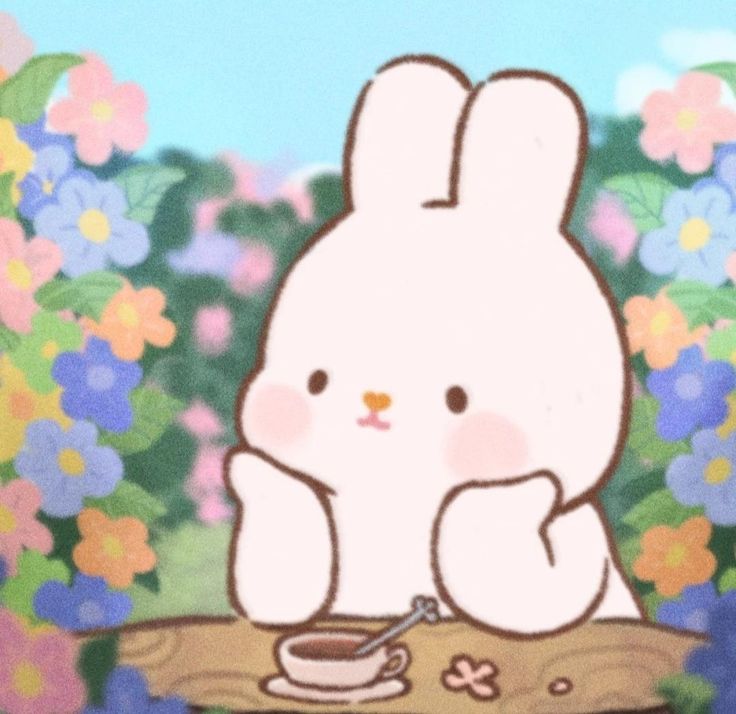 Hình ảnh chibi động vật cute - ngắm hoa 