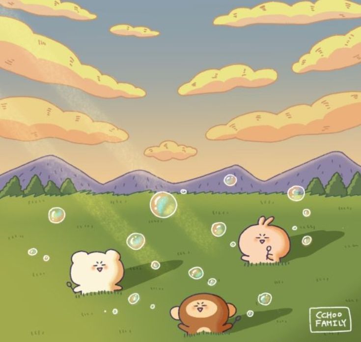 Hình ảnh chibi động vật cute - thổi bong bóng 
