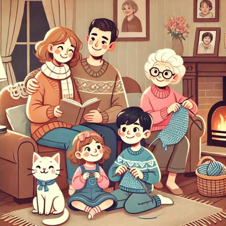 Hình ảnh chibi gia đình - Ấm áp 