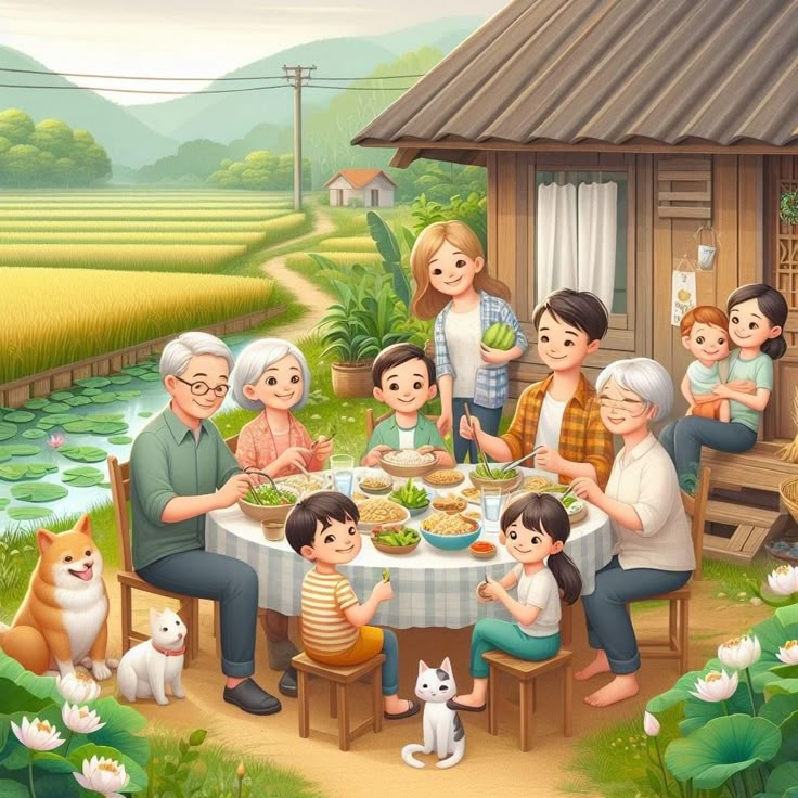 Hình ảnh chibi gia đình - Bữa cơm gia đình 