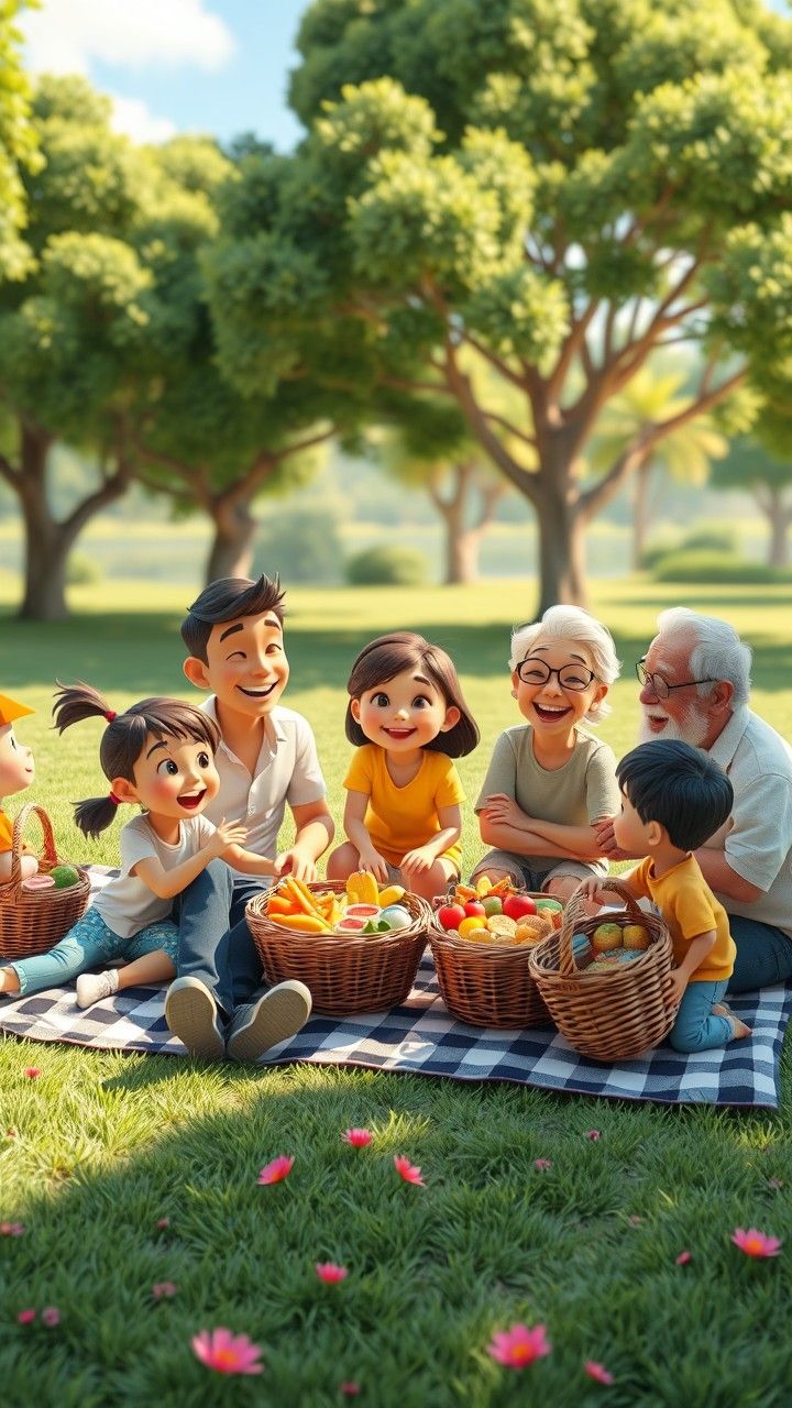 Hình ảnh chibi gia đình - Cắm trại