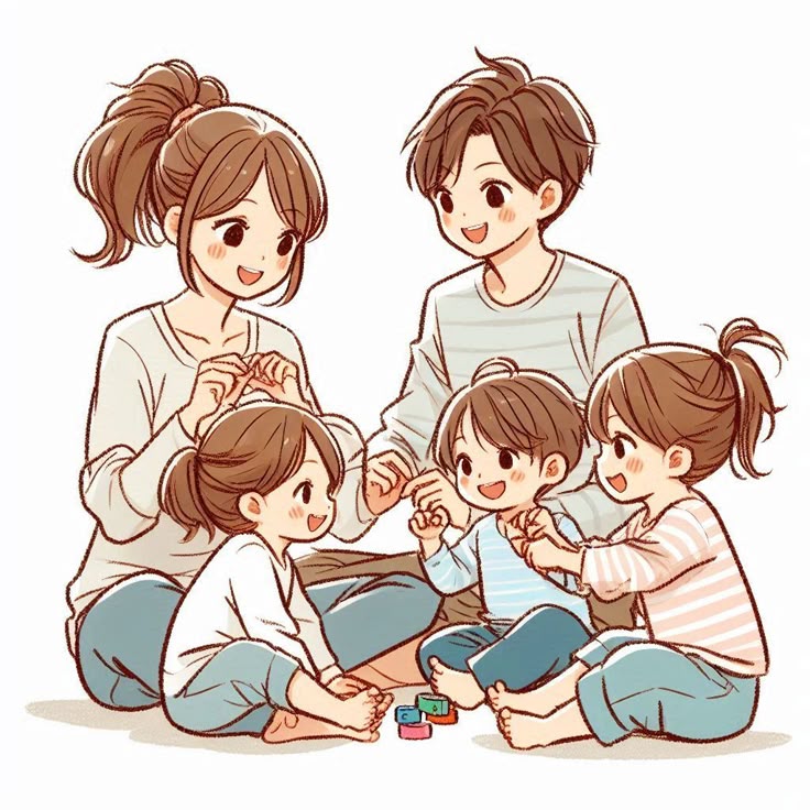 Hình ảnh chibi gia đình - Chơi cùng con 