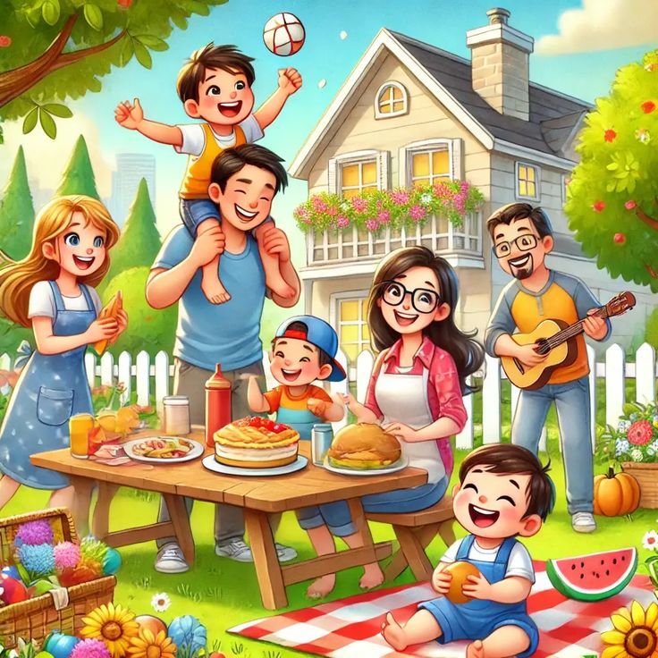 Hình ảnh chibi gia đình - Chơi đùa 