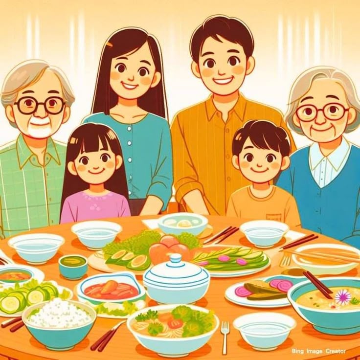 Hình ảnh chibi gia đình - Đầy đủ thành viên 